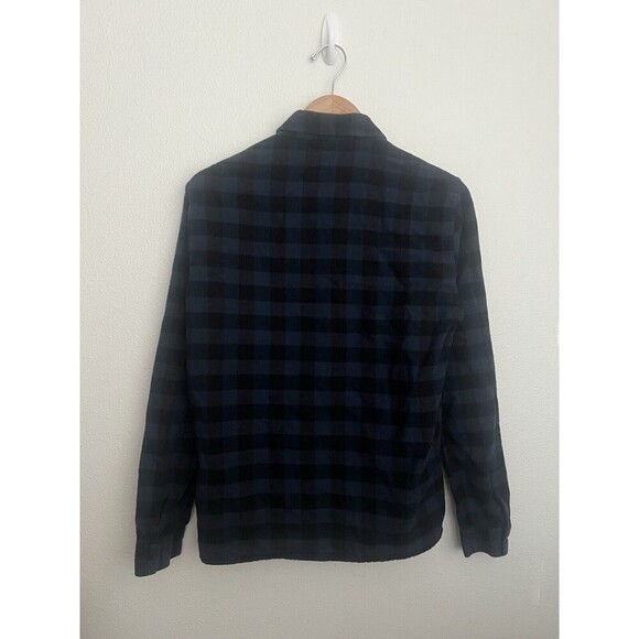Sandro Paris Men’s Printed Cotton Blue Black Check Overshirt Flannel Size Small - Picture 5 of 9